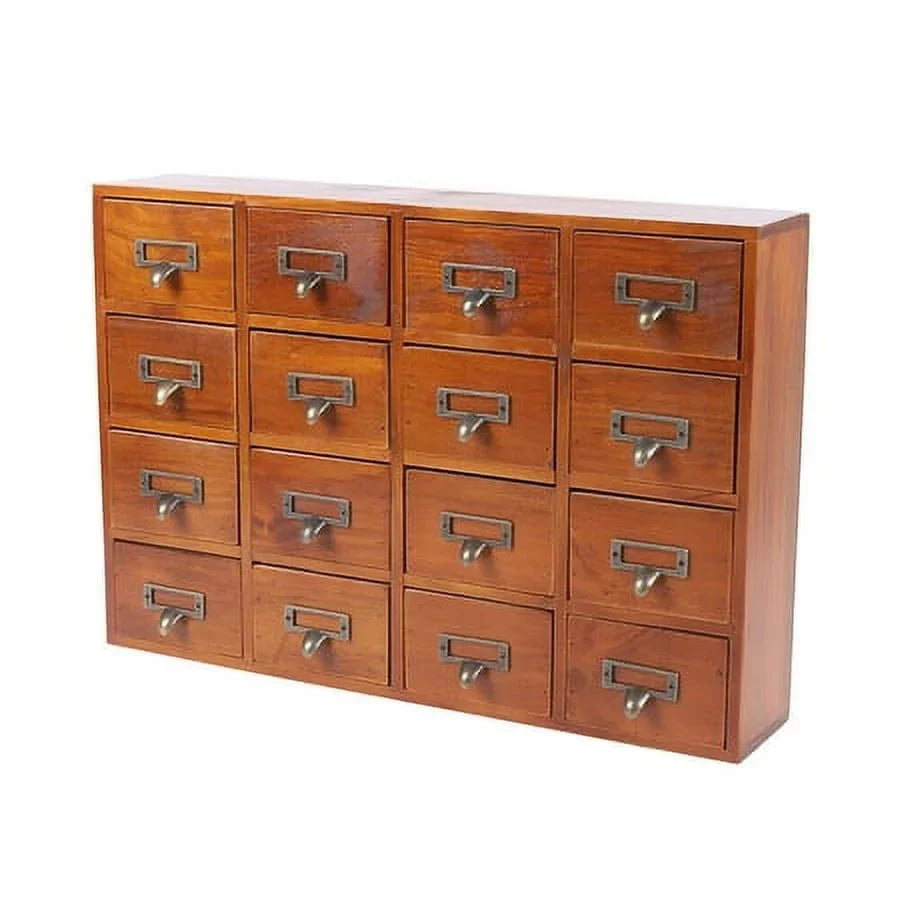 Retro Wood Apothecary Cabinet 16 Drawers Desk Drawer Organizer Storage Box