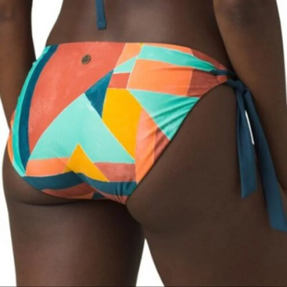 prAna Audrey Size Small (S) Mid Rise Tie Side Bikini Bottoms Atlantic Seaglass