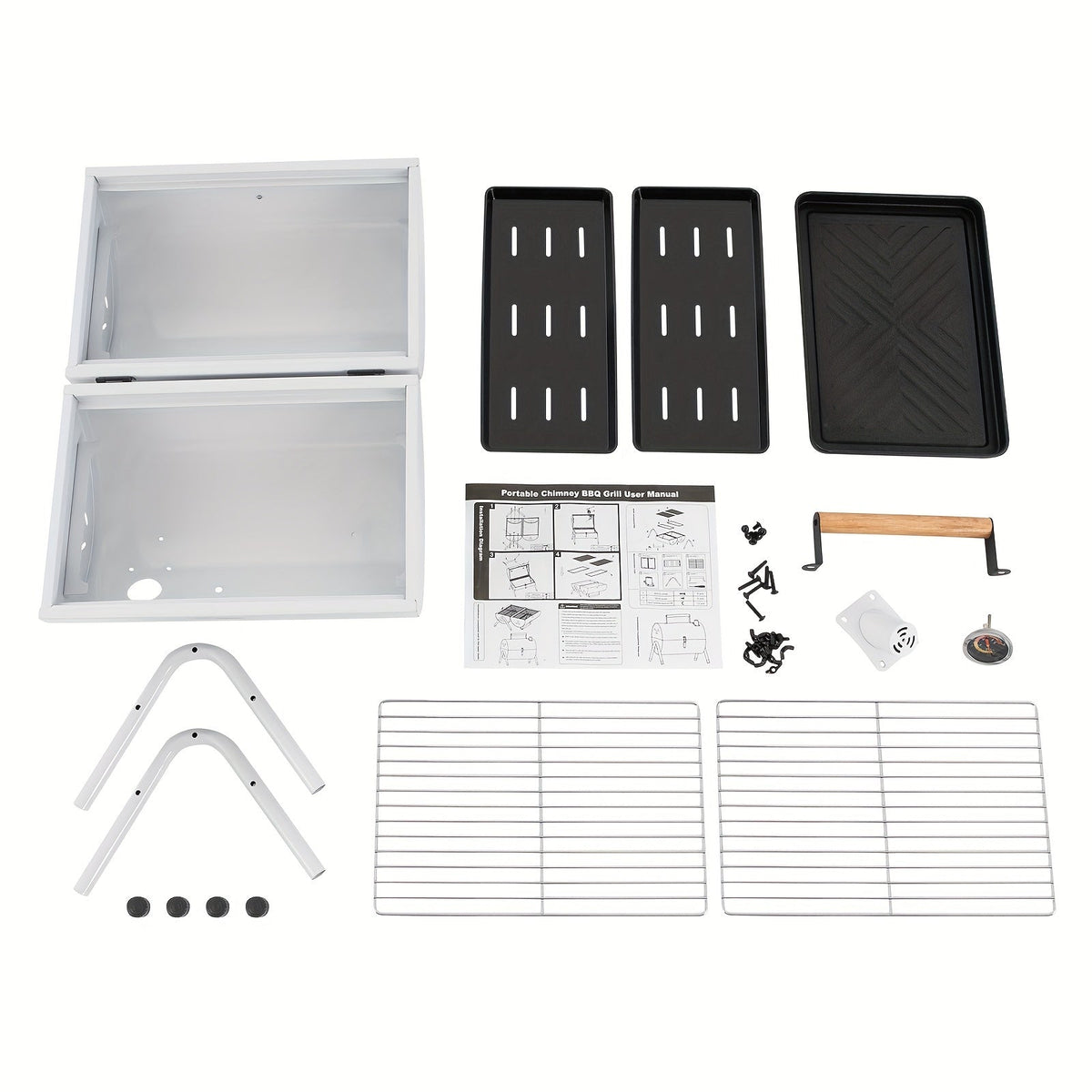 DFSDFGF32 White Multi-functional BBQ Grill with Thermometer