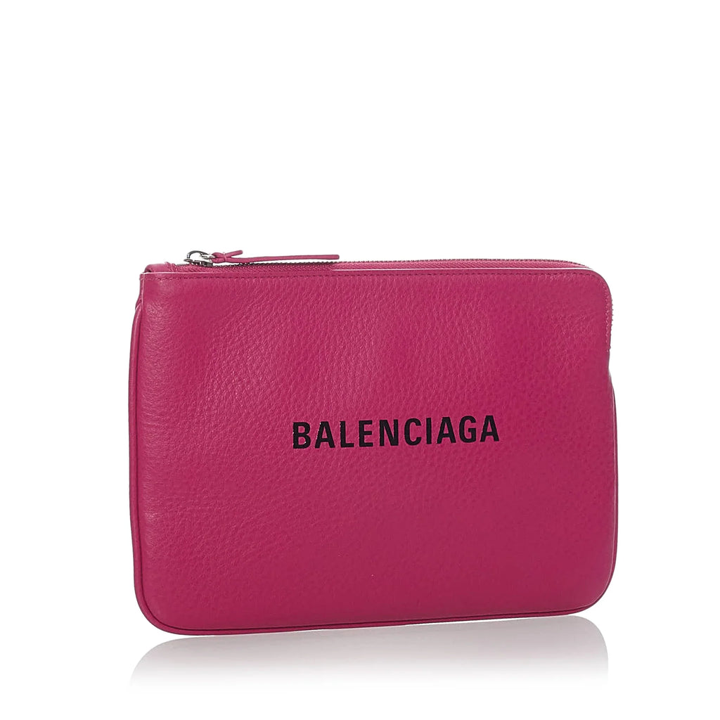 Pre-Owned Authenticated Balenciaga XS Everyday Pouch Calf Leather Pink Women (Good)