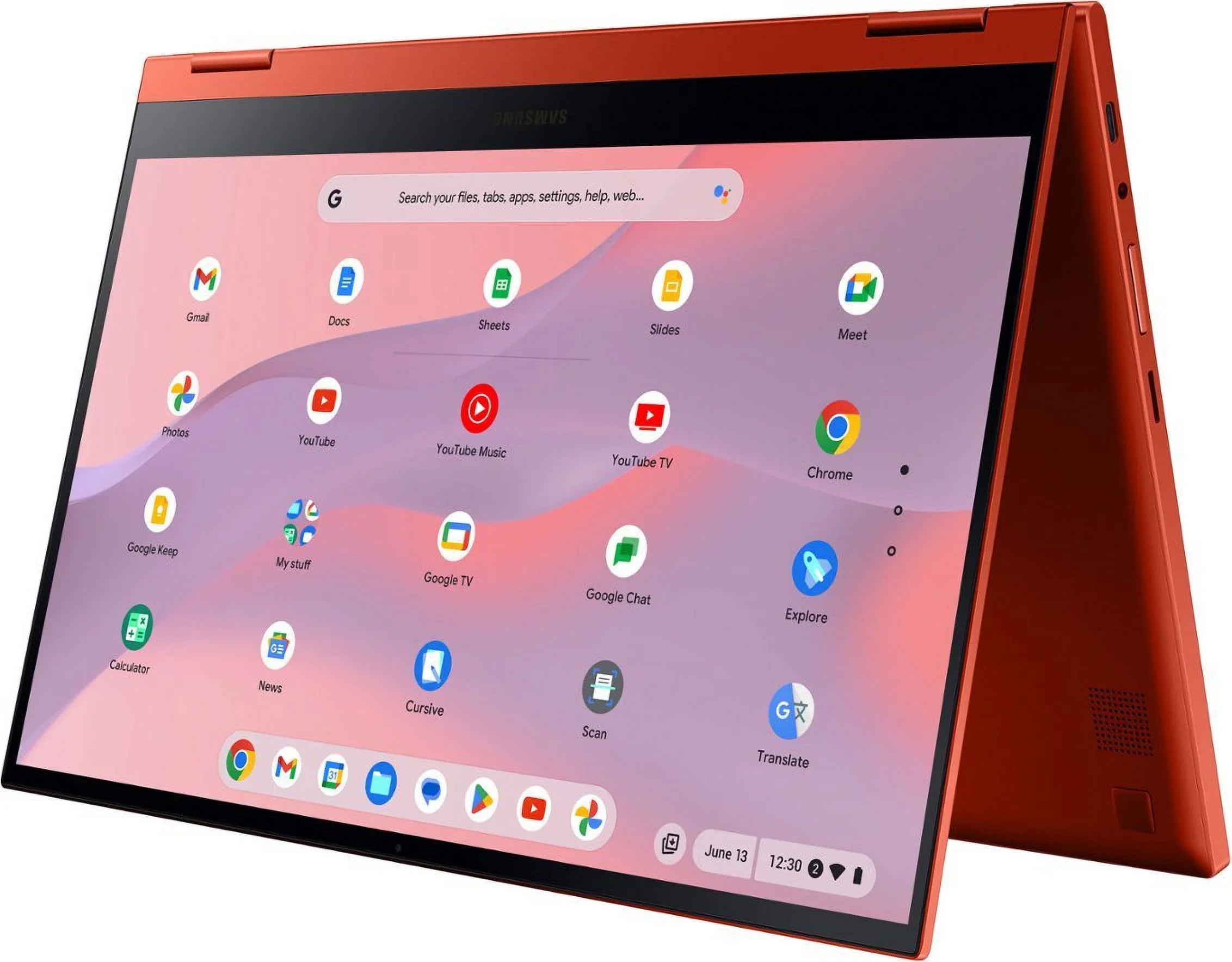 Samsung Galaxy Chromebook 2 13.3" FHD(1920 x 1080) Touchscreen 2 in 1 Portable computer, Intel Core i3-10110U, 8GB LPDDR3 RAM, 128GB eMMC, Backlit Keyboard, Chrome OS, Fiesta Red with Tigology Accessories