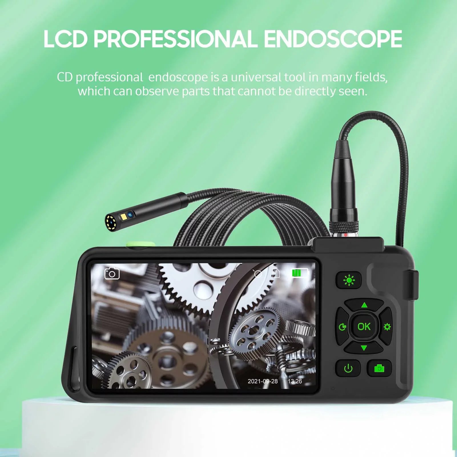 Docooler Industrial with 4.5-inch IPS Color Display 1080P Photos Videos Snake with 8 Borescope IP67 Waterproof 2 Million Pixels Inspection with TF Slot for Maintenance