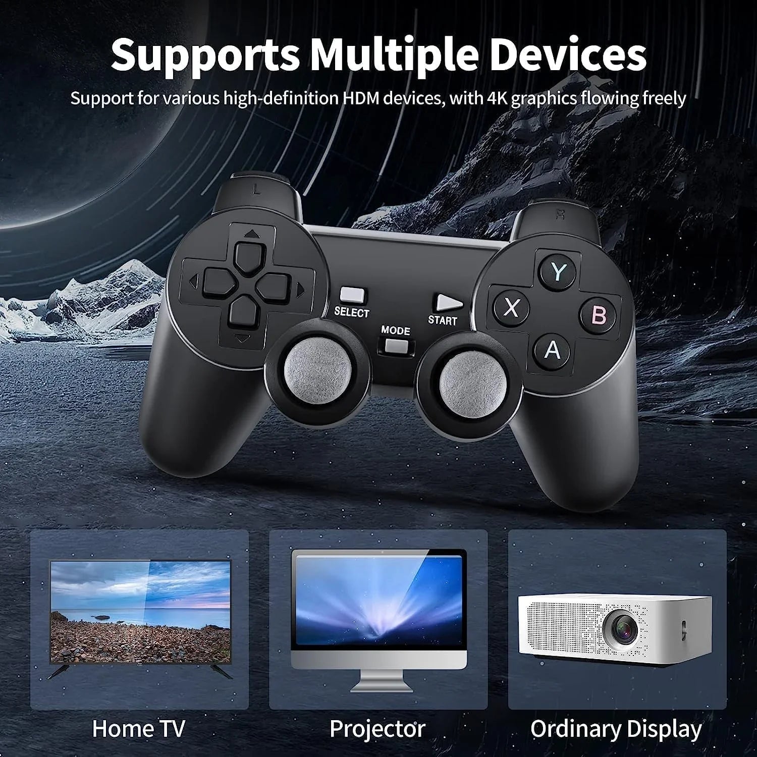 Retro Game Console, Nostalgia Stick Game,Wireless Retro Play Game Stick,Plug and Play Video Game Stick Built in 20000+ Games,4K HD Output,9 Classic Emulators,with Dual 2.4G Wireless Controllers(64G)