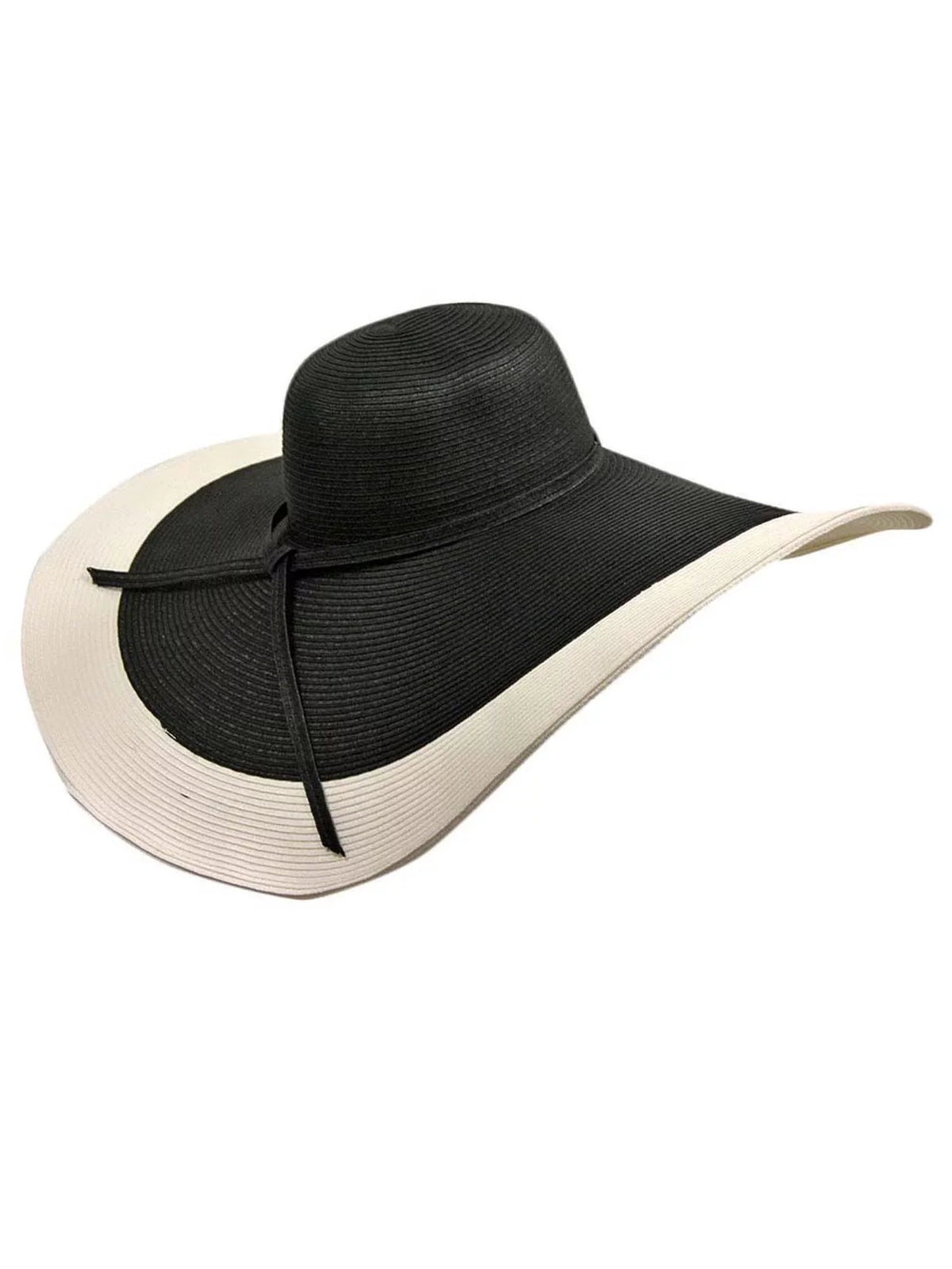 Black & White Floppy Hat With Wide Brim