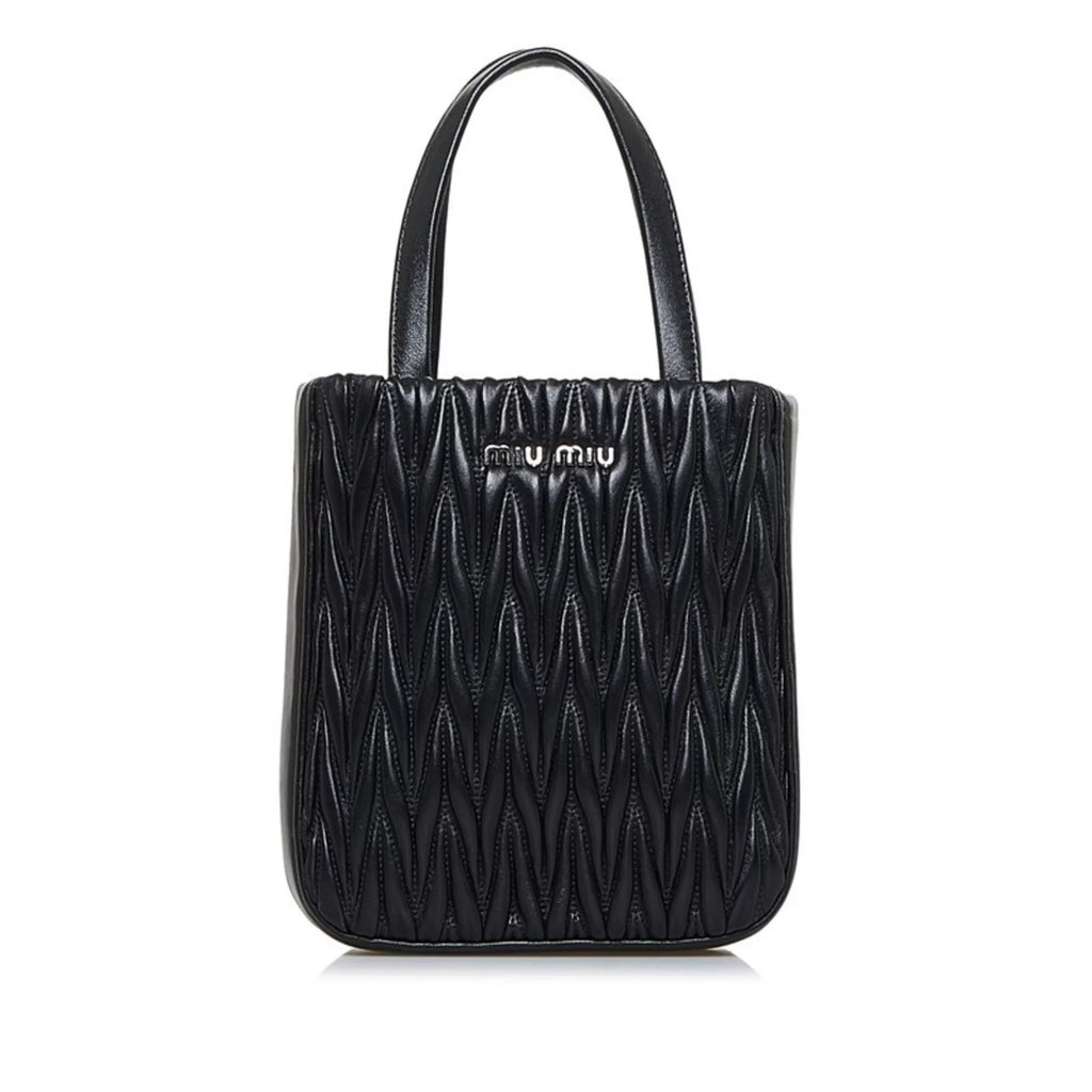 Pre-Owned Miu Miu Miu Materasse Nappa Crystal Shoulder Bag 5BA220 Black Silver Leather Ladies MIUMIU (Good)
