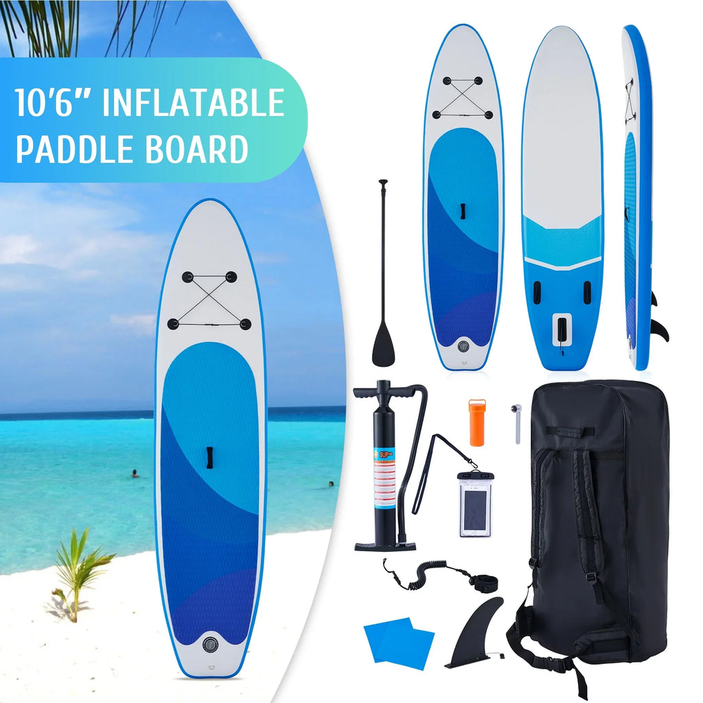 Preenex 10'6" Hybrid Inflatable Paddle Board for Adults Hybrid SUP Board Set w Air Pump, Blue