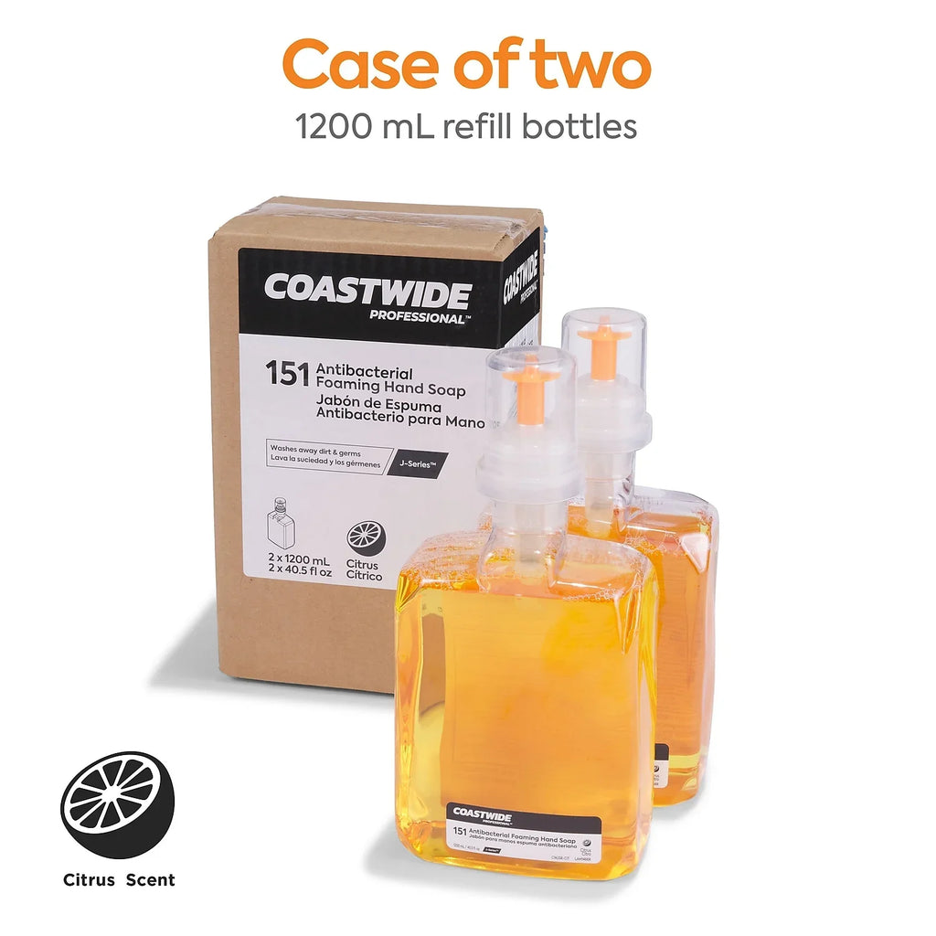 COASTWIDE J-Series Antibacterial Foam Hand Soap Citrus 1200 mL 2/Carton CWJSR-CIT