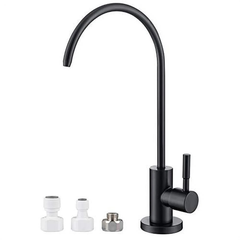 MIAOHUI Reverse Osmosis Faucet, Drinking Water Faucet Fits Most Water Filtration Systems, Modern RO Faucet Kitchen Filtered Water Faucet, Non-Air Gap, Lead-Free, Stainless Steel (Black)