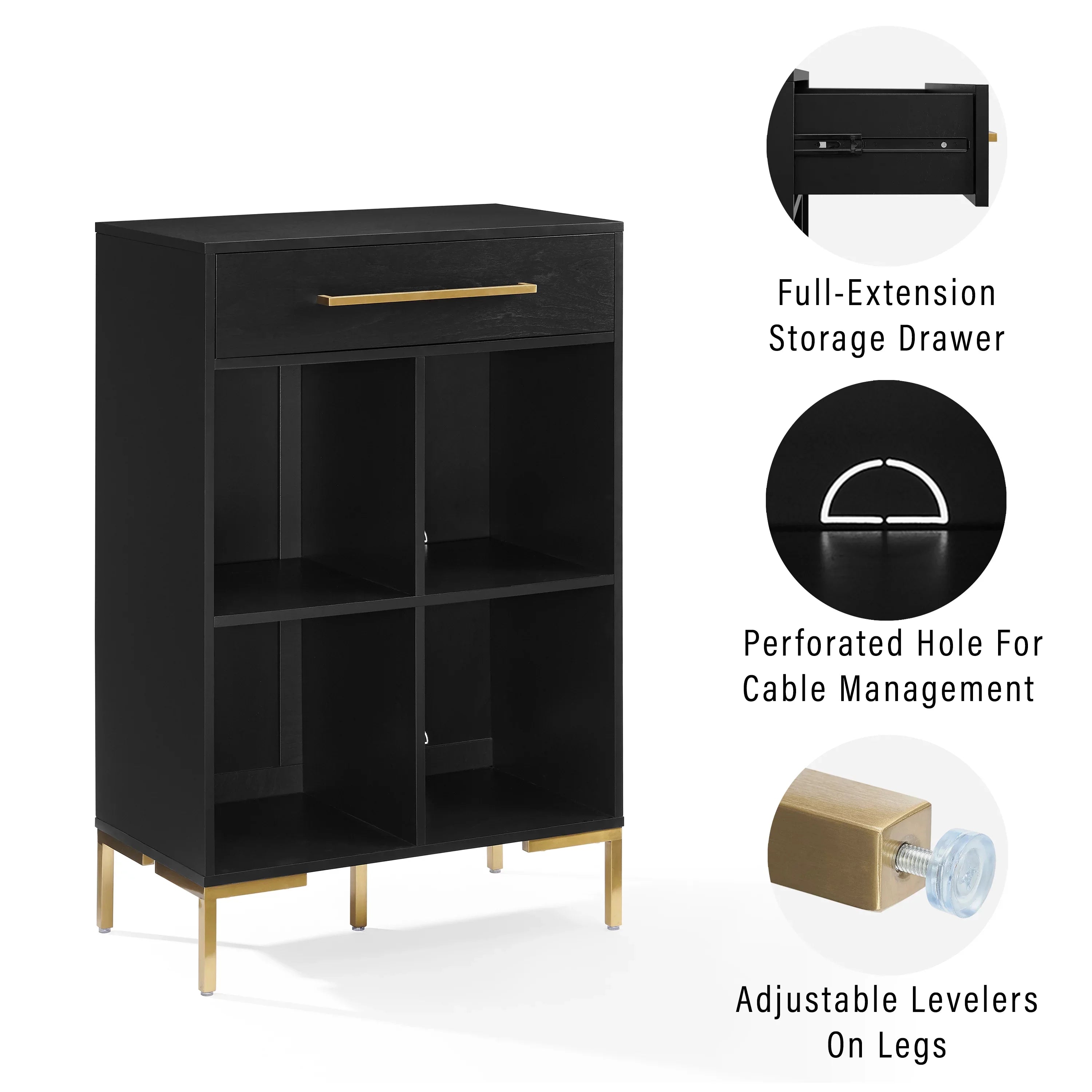 Crosley Furniture Juno Cube Bookcase and Record Player Stand with Storage for Vinyl Records