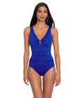 LAUREN Ralph Lauren Beach Club Solids Ring Front Underwire One-Piece Royal 12