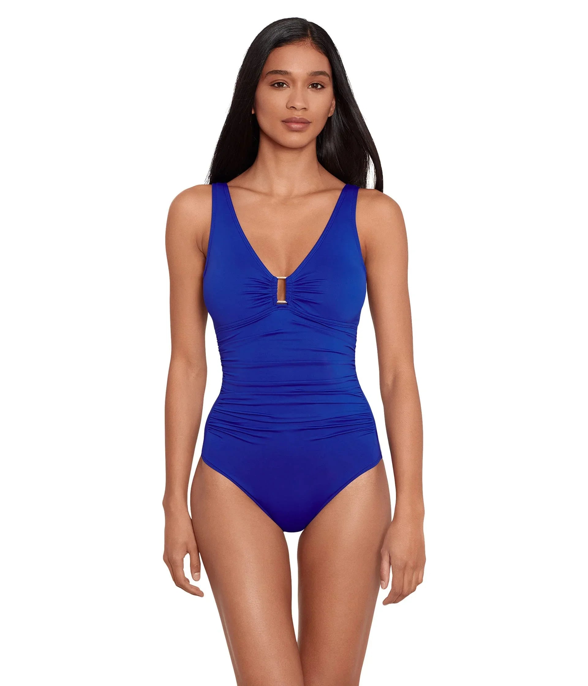 LAUREN Ralph Lauren Beach Club Solids Ring Front Underwire One-Piece Royal 12