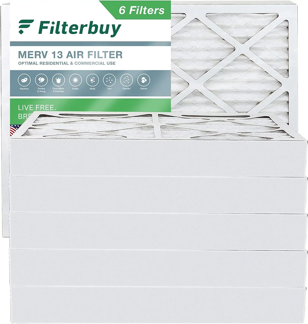 Filterbuy 10x16x4 MERV 13 Pleated HVAC AC Furnace Air Filters (6-Pack)