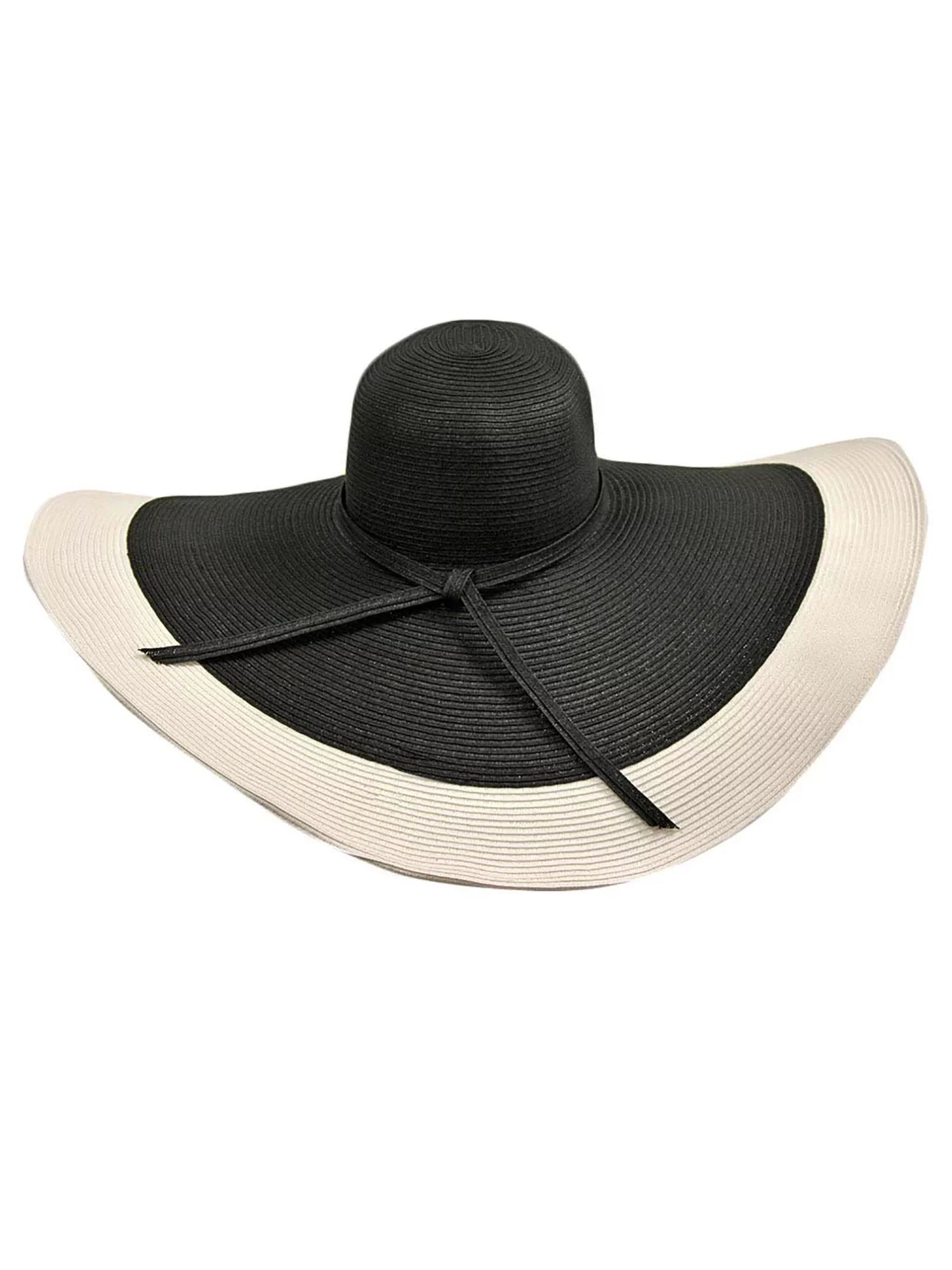Black & White Floppy Hat With Wide Brim
