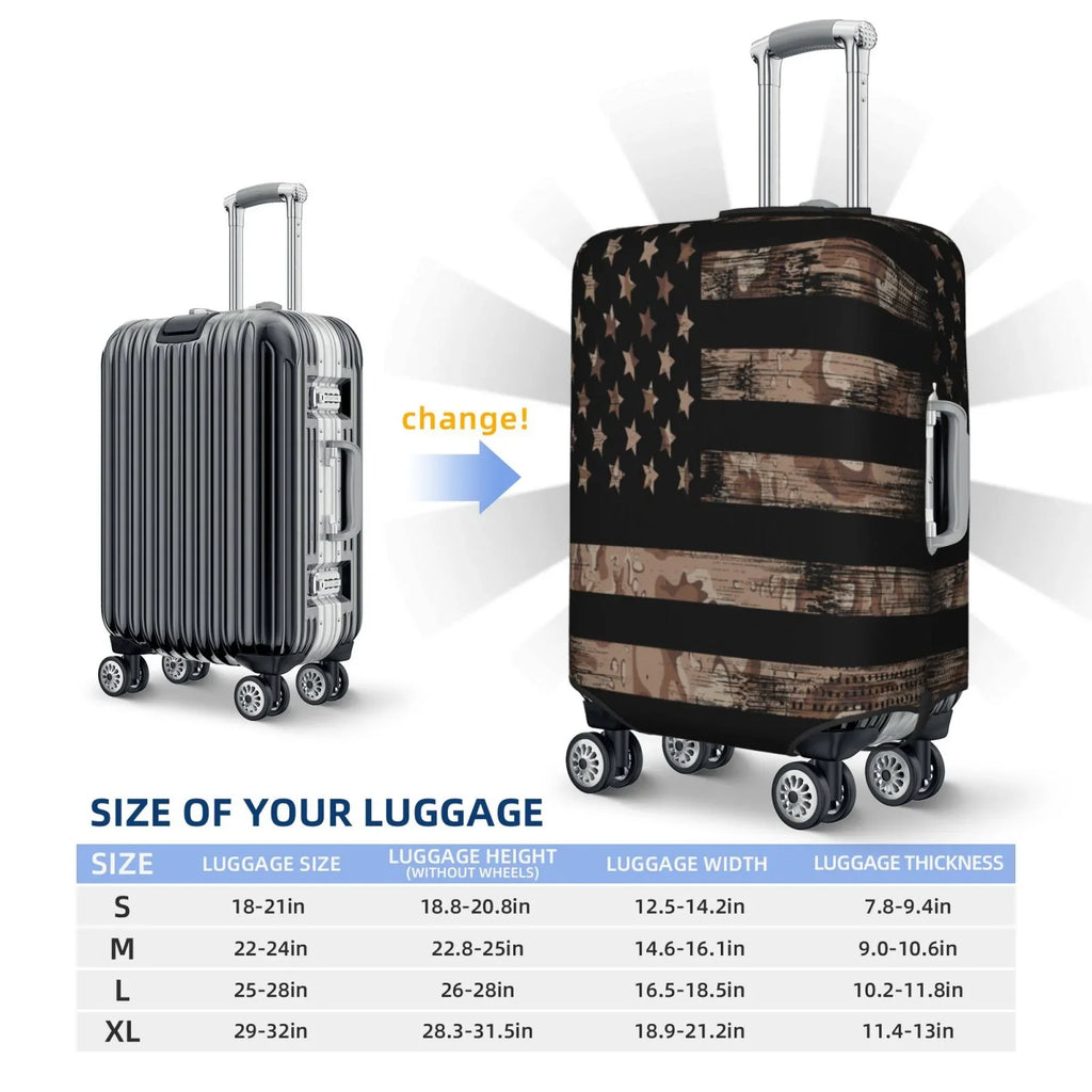 Junzan American Flag With Desert Camouflage Print Washable Luggage Cover - Fashion Suitcase Protector Fits 18-32 Inch Luggage