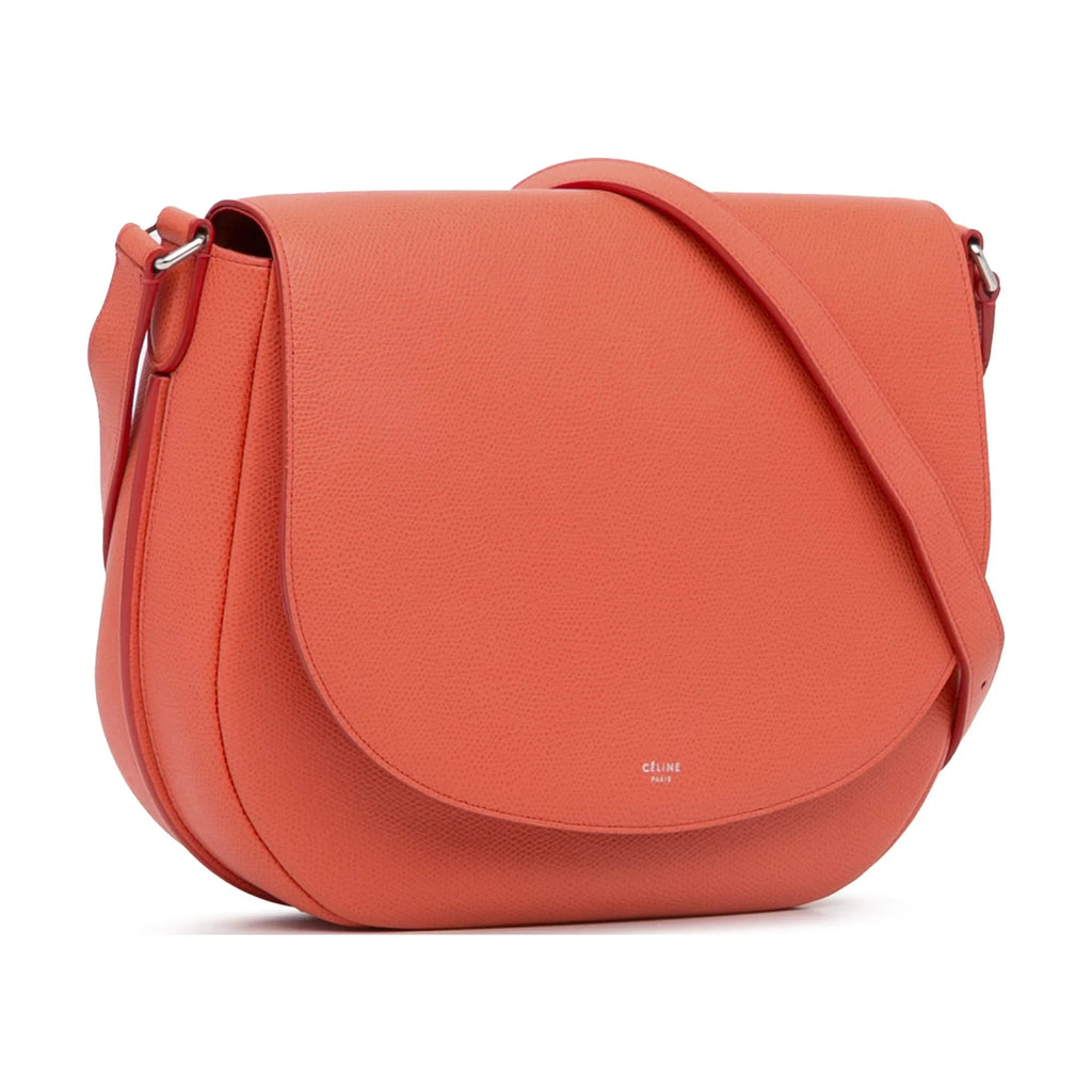 Pre-Owned Authenticated Celine Trotteur Messenger Bag Calf Leather Orange Crossbody Bag Unisex (Good)