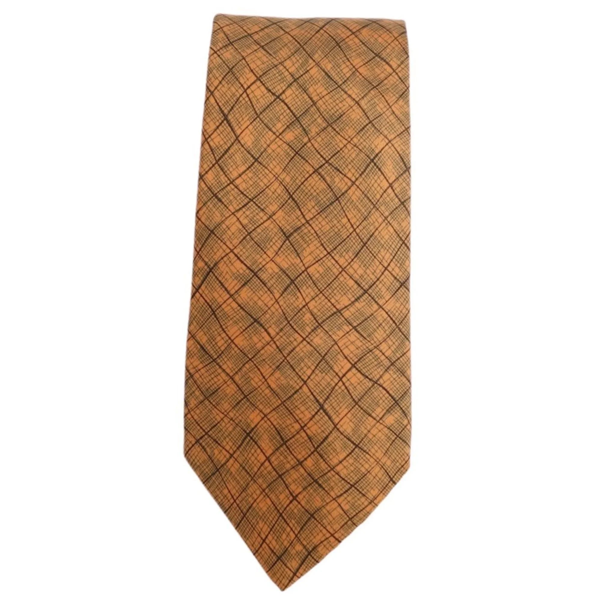 Pre-Owned Hermes HERMES tie silk twill 100% men's orange (Good)