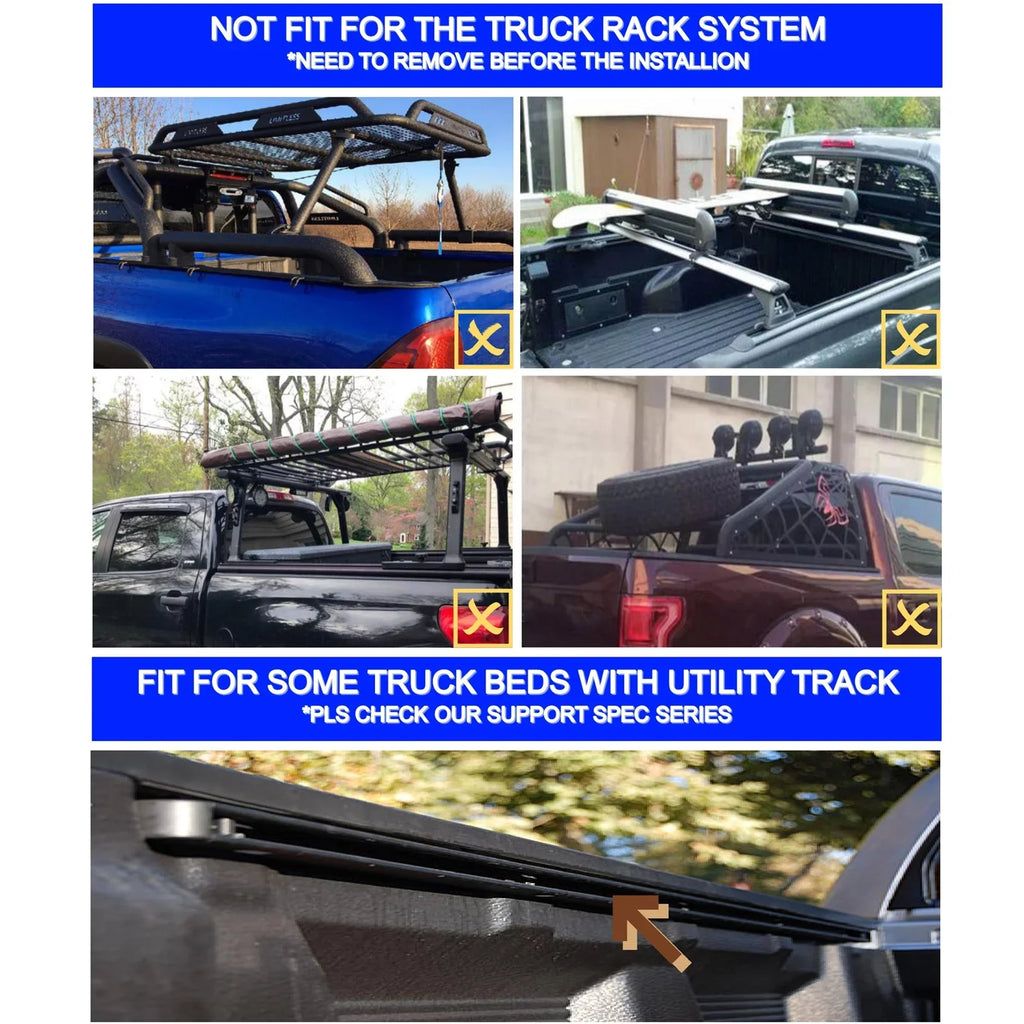 Mamoru Hard FRP Quad-Fold Solid Tonneau Cover Compatible with 2016 2017 2018 2019 2020 2021 2022 2023 Tacoma 6' / 73.7" Truck Bed Cover | Fit for Deck Rail System