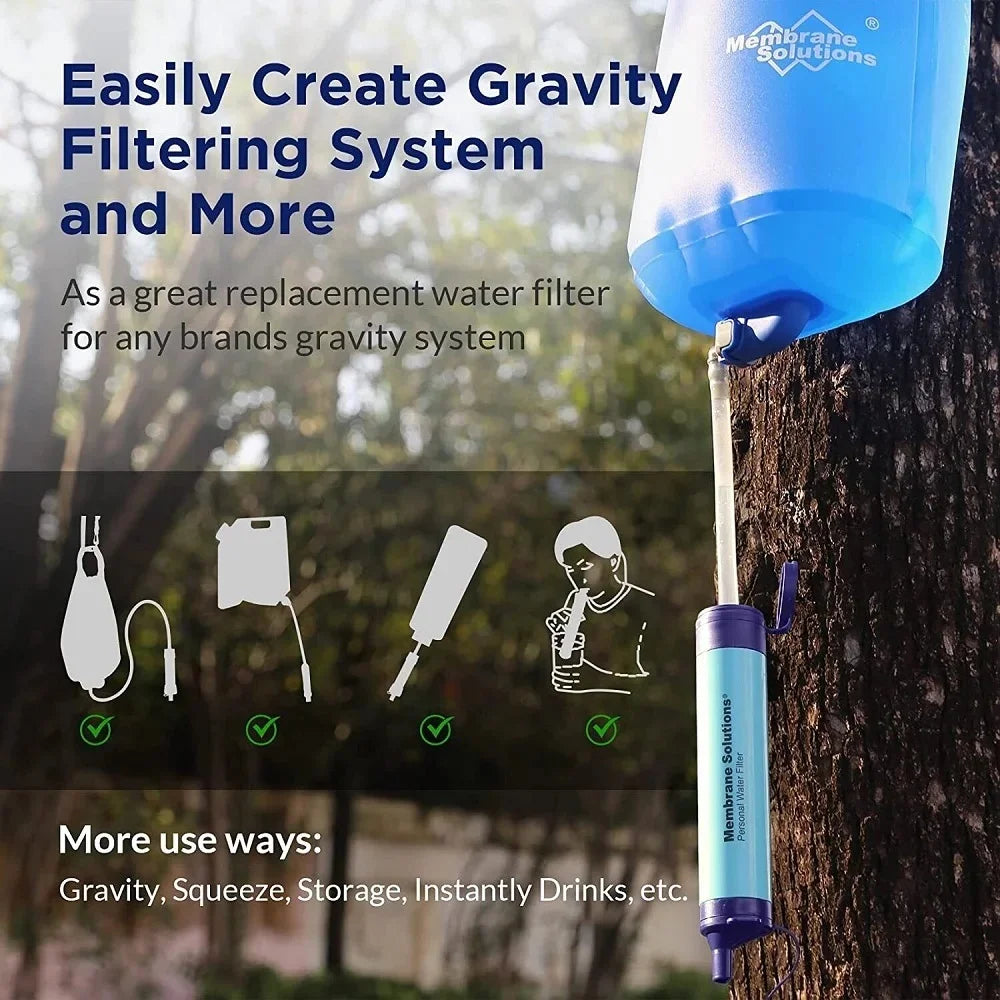 Personal Water Filter Straw Purifier Camping Hiking Emergency Survival 3 Packs
