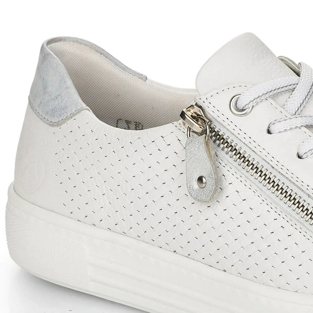 Rieker Women's D0916-80 Side-Zipped Lace-Up Sneakers, White, Size EU 42