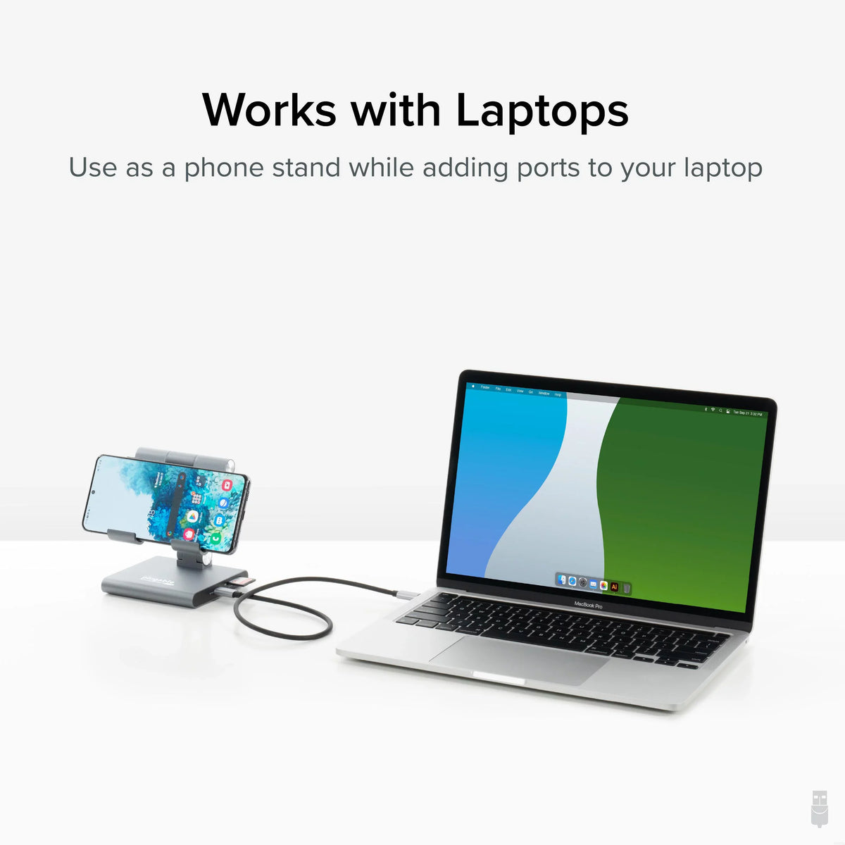 Plugable 8-in-1 USB C Docking Station for iPad with Stand, 100W Pass-through Charging USB-C Hub, 1x HDMI, 2x USB, Audio, and SD, Compatible with Microsoft Windows, iPadOS, USB-C Phones, and Tablets