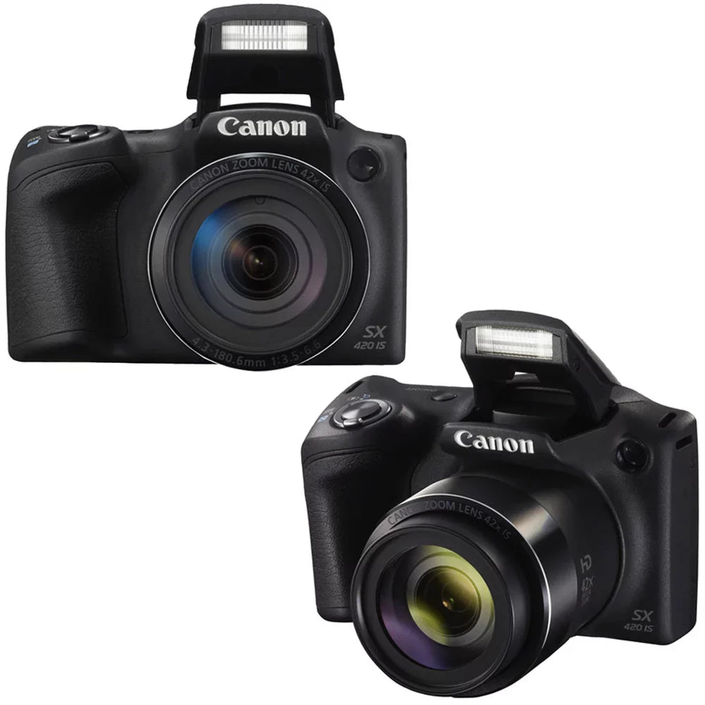 Canon PowerShot SX420 IS 20.0MP HD 720p Video Recording 1.2.3" CCD 42x Optical Zoom Lens 24-1008mm (35mm Equivalent) Built-In Wi-Fi ISO 1600 Black Digital Camera + 16GB Accessory Kit
