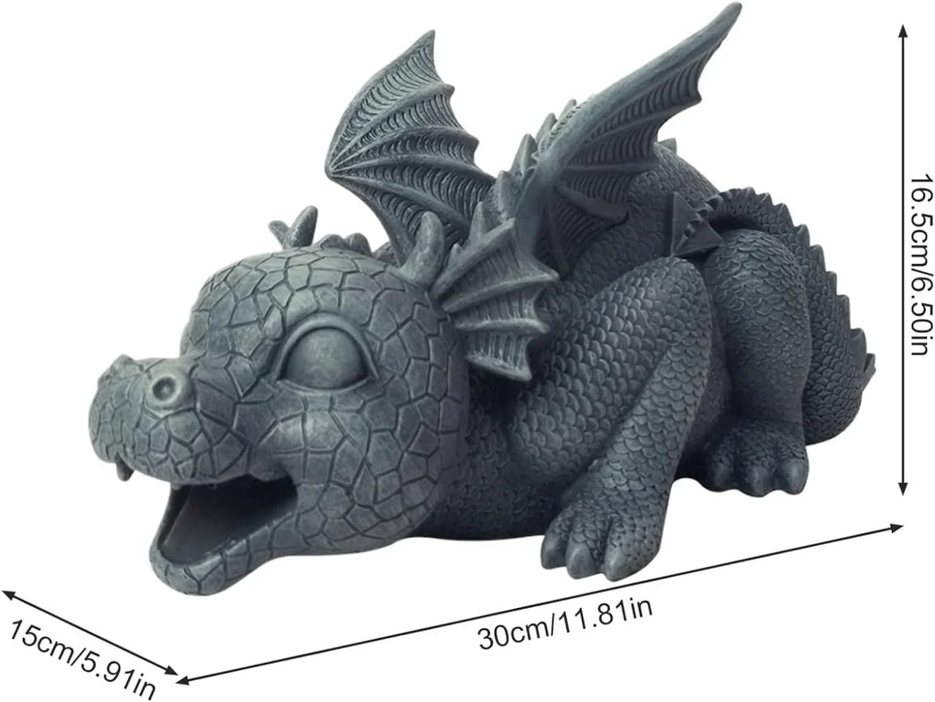 Dragon Fountain Resin Pond Spouting Dragon Garden Statue Weather Resistant Realistic Water Spray Dragon Statue for Yard Park Courtyard Pond Pool