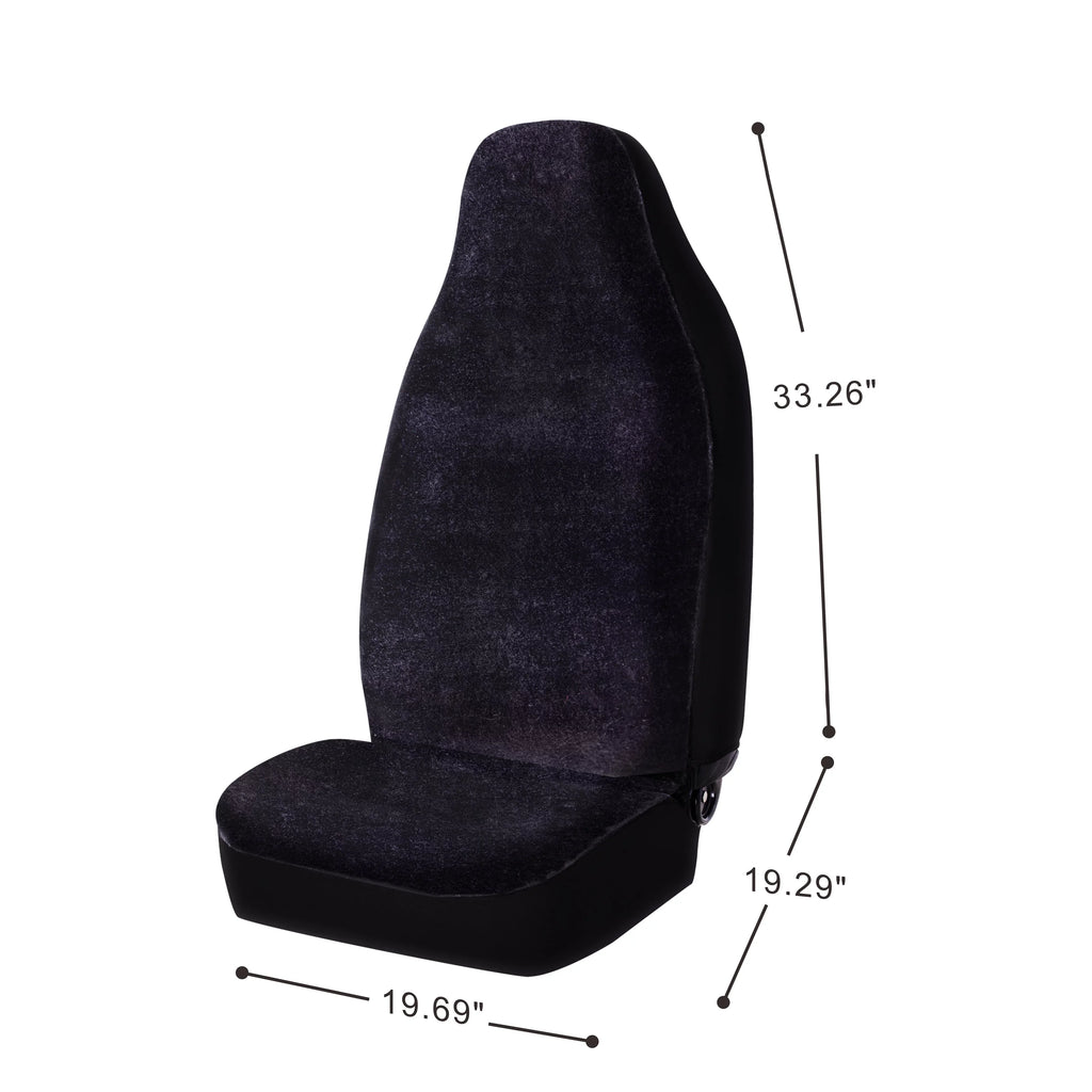 Auto Drive 2 Piece Car Seat Covers High Back Soft Faux Fur Polyester Black, Universal Fit, 2002SC101
