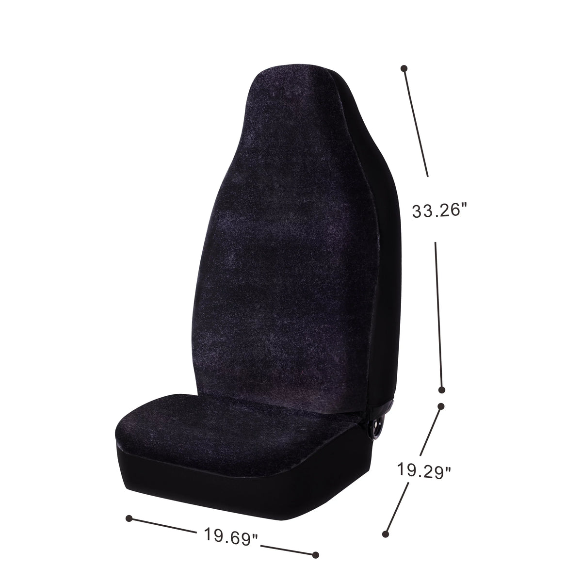 Auto Drive 2 Piece Car Seat Covers High Back Soft Faux Fur Polyester Black, Universal Fit, 2002SC101