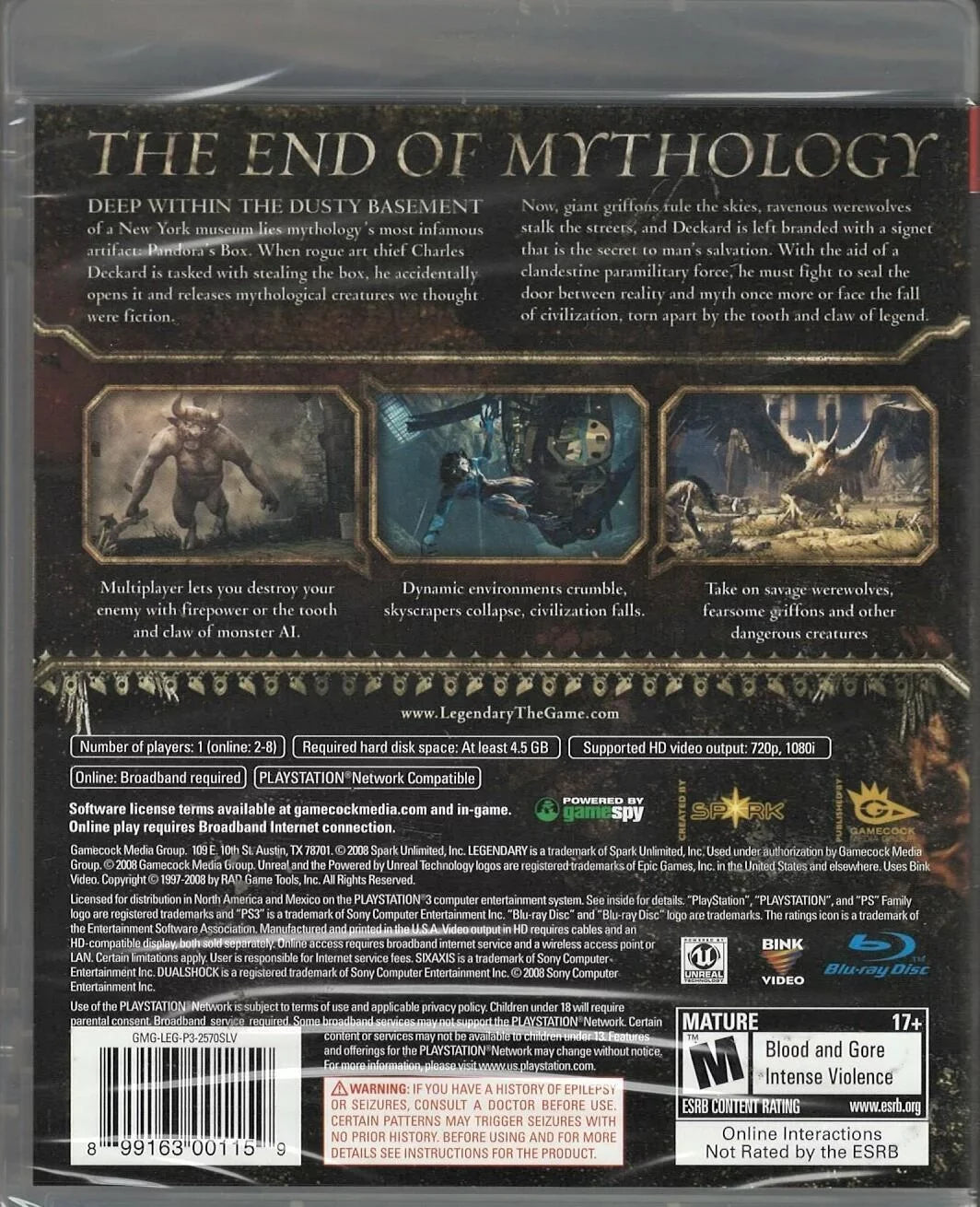 Legendary: The Box PS3 (Brand New Factory Sealed US Version) Playstation 3