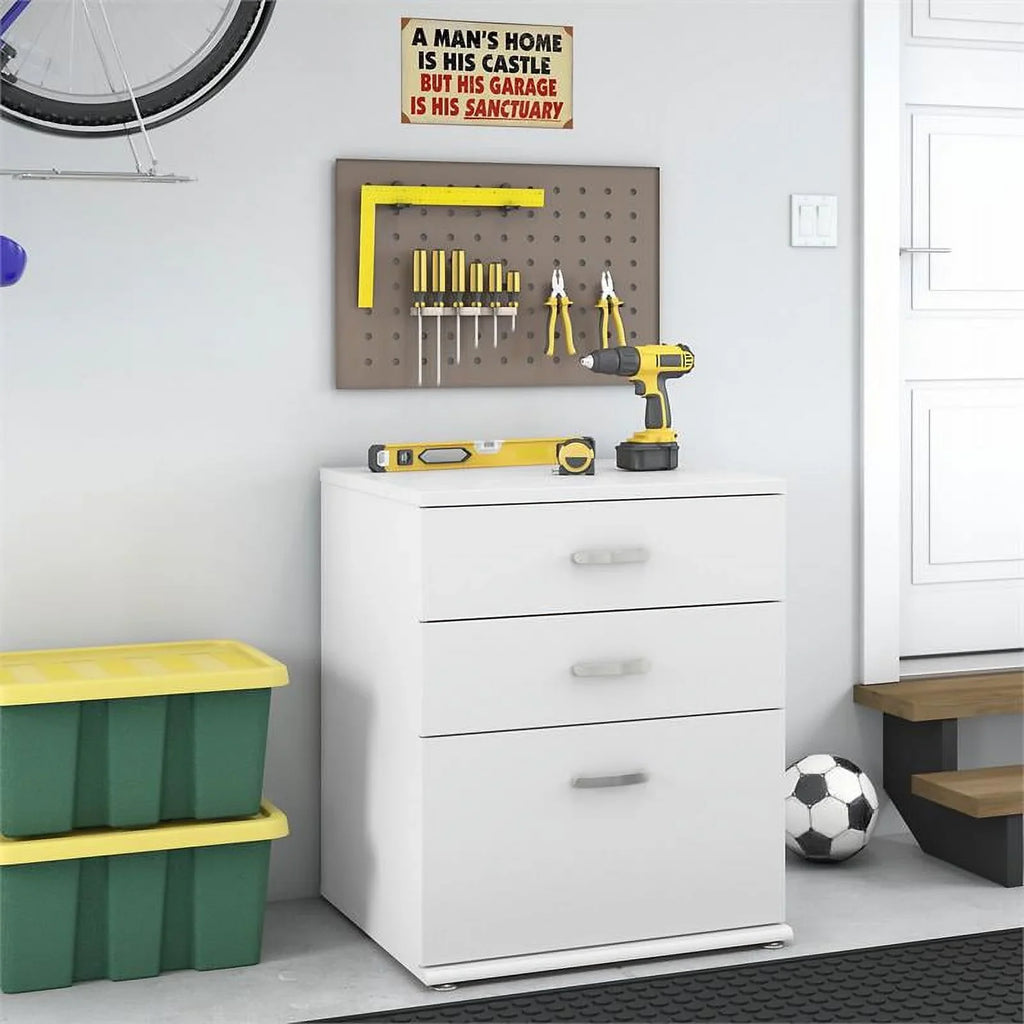 Pemberly Row Garage Storage Cabinet with Drawers in White - Engineered Wood