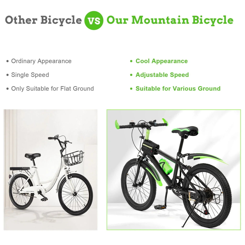 Kids Bike 20in Child Bike 7 Speed High Carbon Steel Bicycle w/ Double Disc Brake