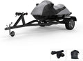 Custom Fit Weatherproof Jet Ski Covers Full for Sea Doo GTX with Touring seat 1995-1996 - Gray/Black - Trailerable - Protect from All Weather - Rain & Sun - Free Trailer Straps & Bag