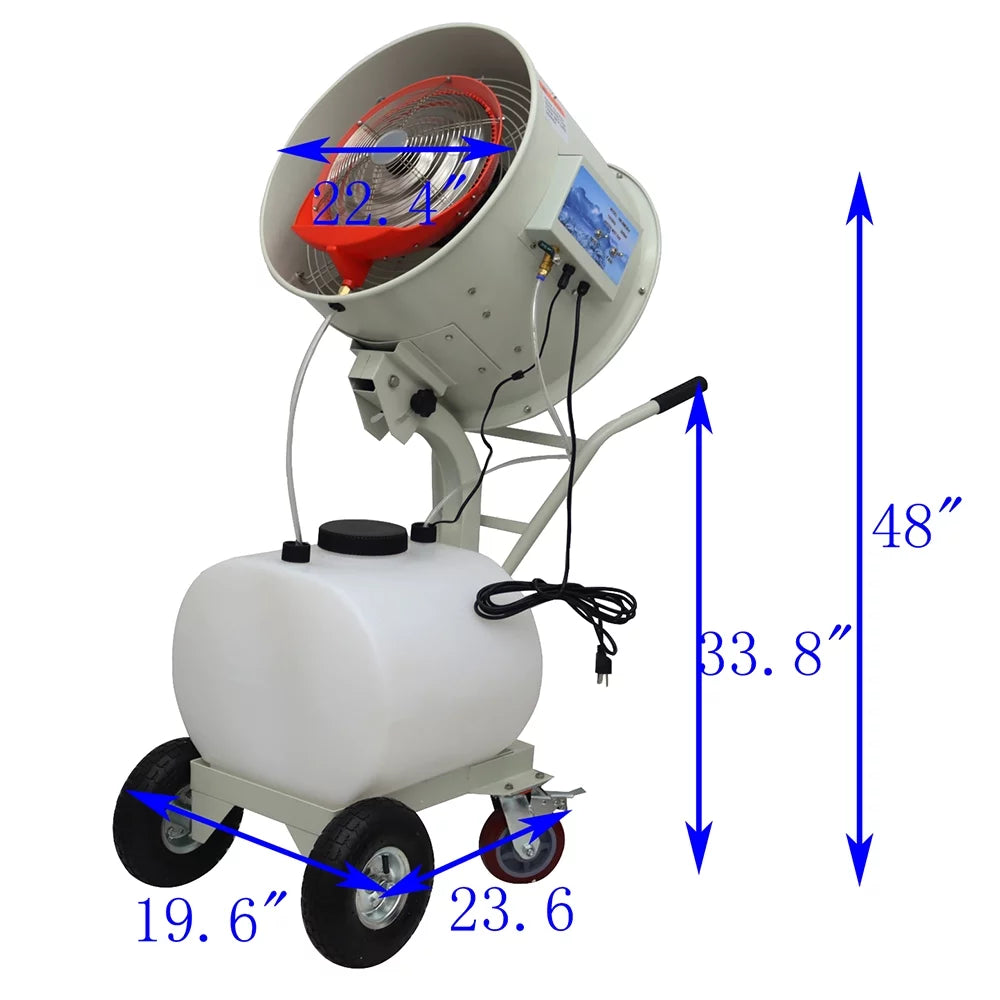 PreAsion Humidification and Watering Industrial Spray Electric Fan Hand-pushed Humidification Cooling Spray Fan 110V