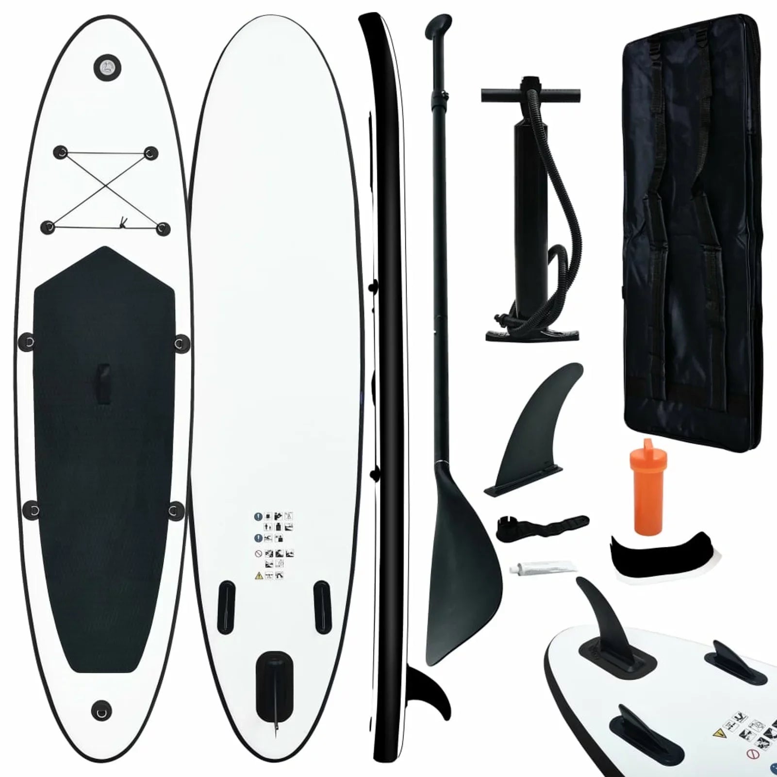 MABOTO Inflatable Paddleboard Set Black and White