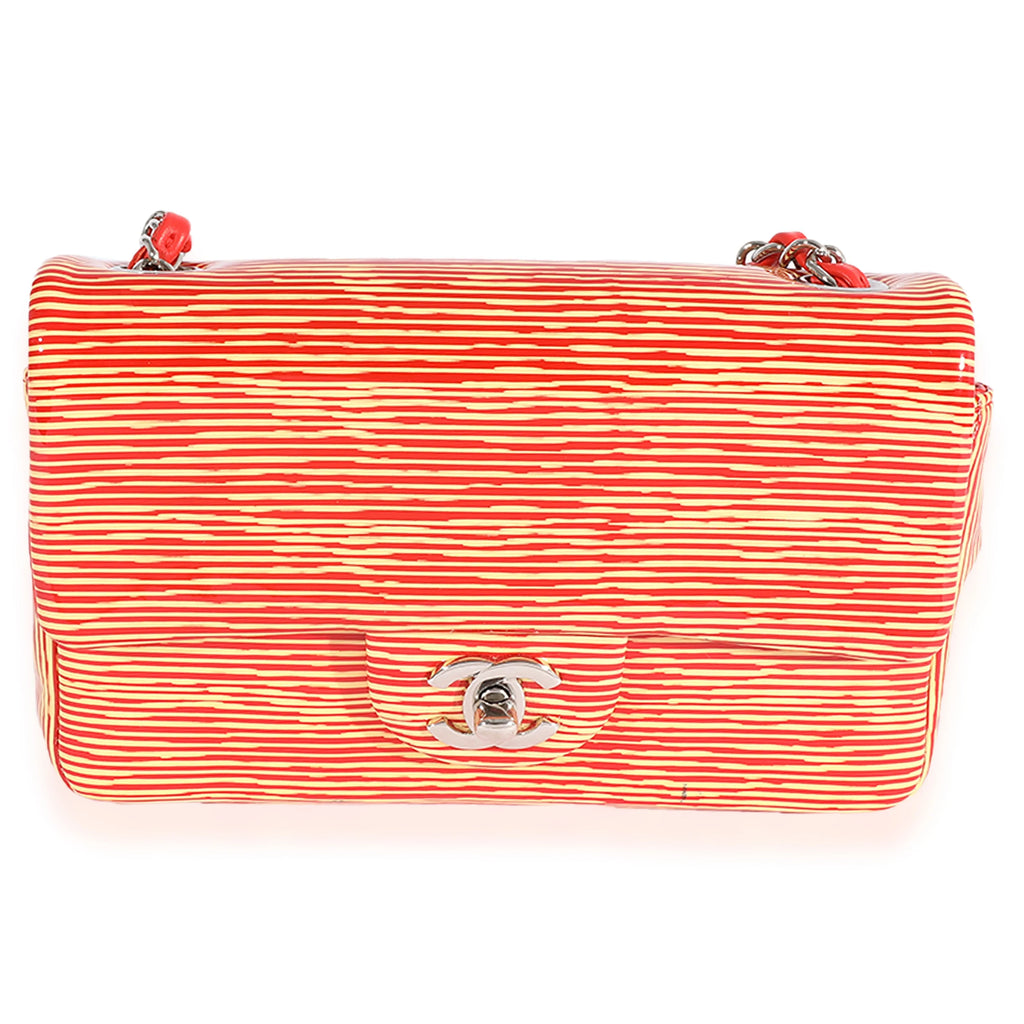 Chanel Red Striped Patent Mini Rectangular Classic Flap Bag Pre-Owned