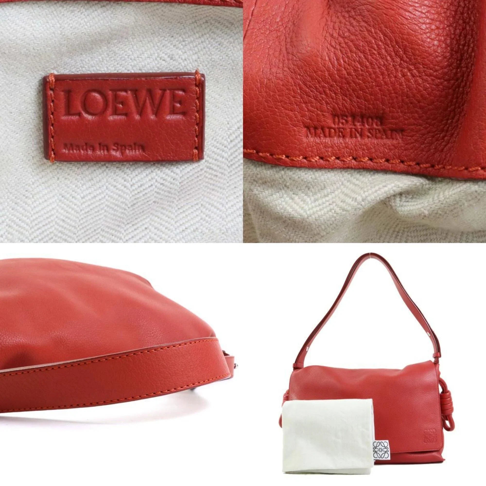 Pre-Owned LOEWE Shoulder Bag Leather Orange Red Women's (Good)