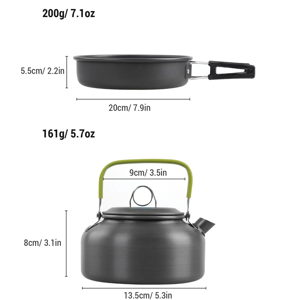 Lixada Non-Stick Cookware Set with Kettle Camping Hiking Backpacking Mess Kit Pot Pan