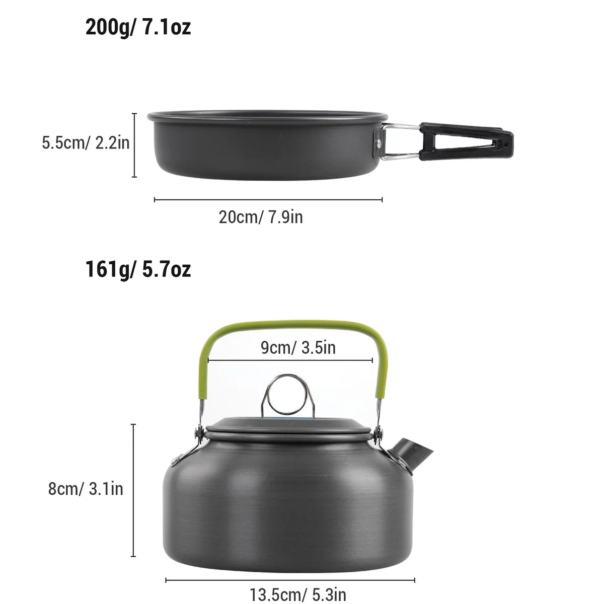 Lixada Non-Stick Cookware Set with Kettle Camping Hiking Backpacking Mess Kit Pot Pan