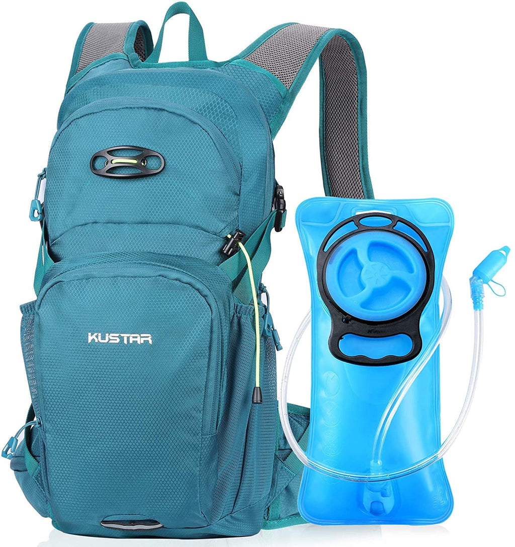 KUSTAR Hydration Pack Backpack with 2L Leakproof Water Bladder BPA Free,Lightweight Water Backpack for Hiking,Running,Cycling,Camping,Blue