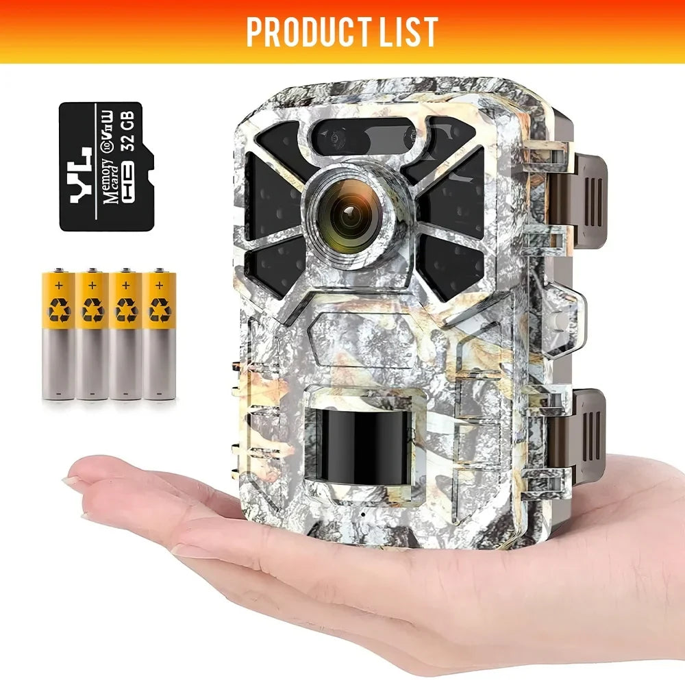 Trail Camera, 30MP 2k Game Camera with Infrared Night Vision Wildlife Surveillance, Farm Monitoring, Waterproof Hunting Trail Monitor with 120° Wide Angle Lens