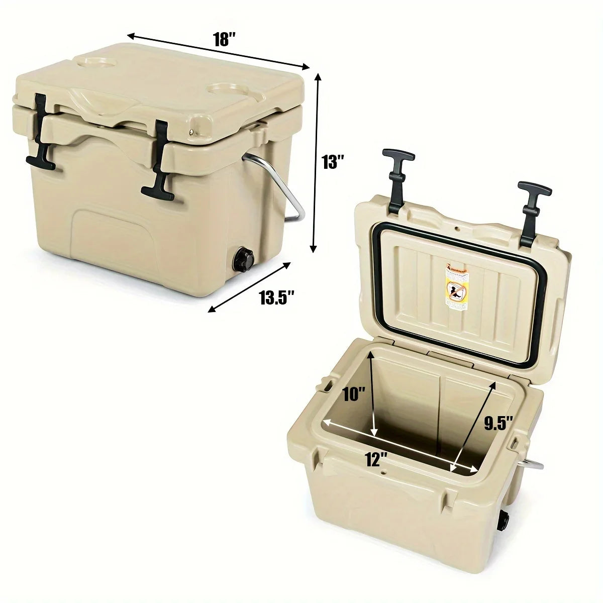 COSTWAY 16-Quart Cooler - Durable Leak-Proof Ice Chest, Keeps 24 Cans Chilled - Ideal for Outdoor Camping & Picnics