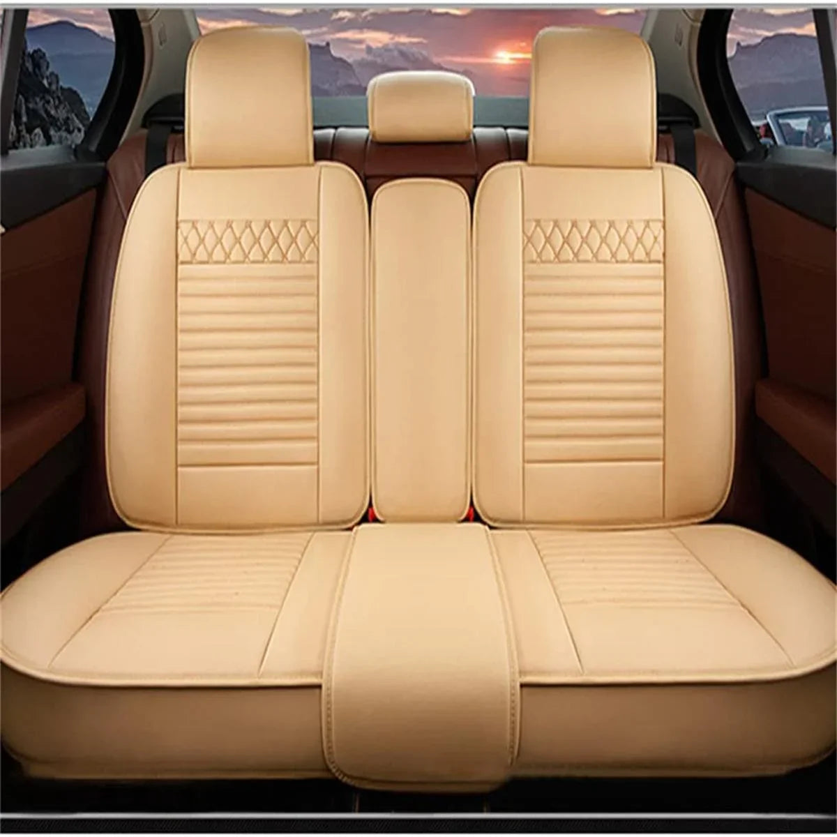 Luxury Car Seat Cover For 11-17 200 55-22 300 04-22 Pacifica 5-Seat PU Leather Fits select: 2015-2017 CHRYSLER 200 LIMITED, 2017-2022 CHRYSLER PACIFICA TOURING L