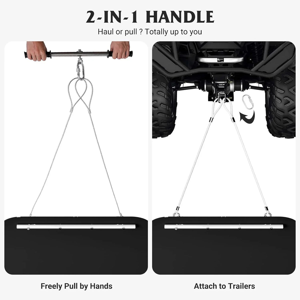 ERAMENT 47" x 90" Heavy Duty Yard Sled, 1/8 Inch Thickened HDPE Yard Drag Mat with Pull Cable and Bar for Commercial, Farm, Heavy Home, Hauling Debris, Construction Materials, Logs and Hunting Trophy