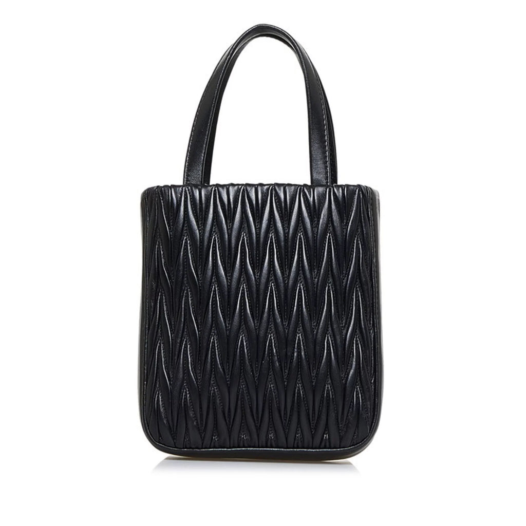 Pre-Owned Miu Miu Miu Materasse Nappa Crystal Shoulder Bag 5BA220 Black Silver Leather Ladies MIUMIU (Good)