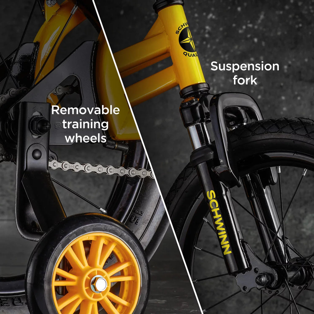Schwinn Krate EVO, 16 - Inch Wheels, Training Wheels, Sunfire Yellow
