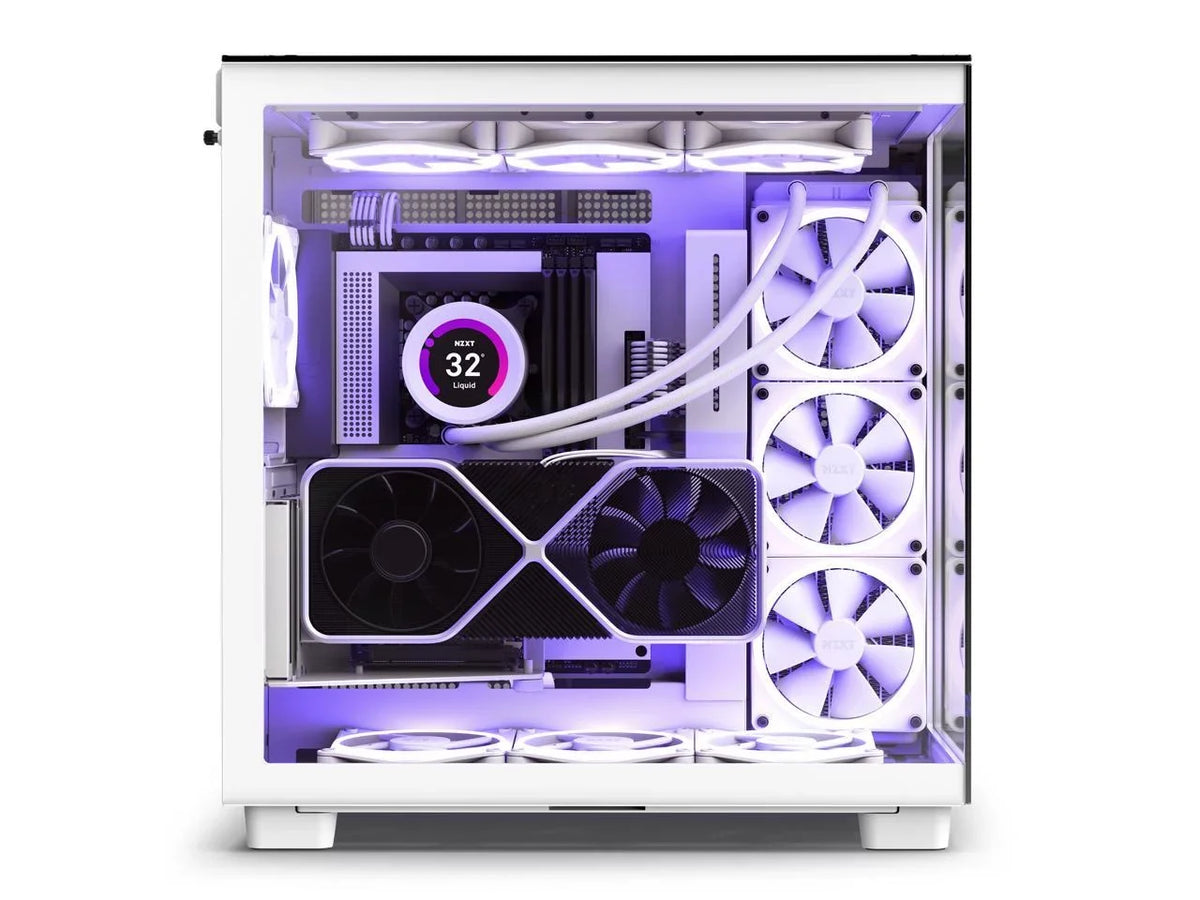 NZXT H9 Elite - All White - CM-H91EW-01 - Premium Dual-Chamber - Mid-Tower - RGB Fans - Case