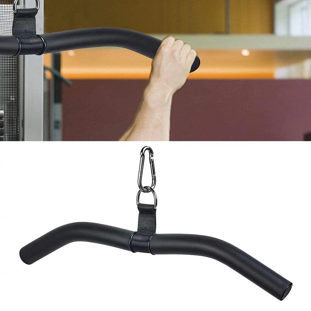 LAT Bar Cable Machine Attachment, Pulldown Bar with Full Rotation and Rubber Handle for Gym, Strength Workout, Body Training,