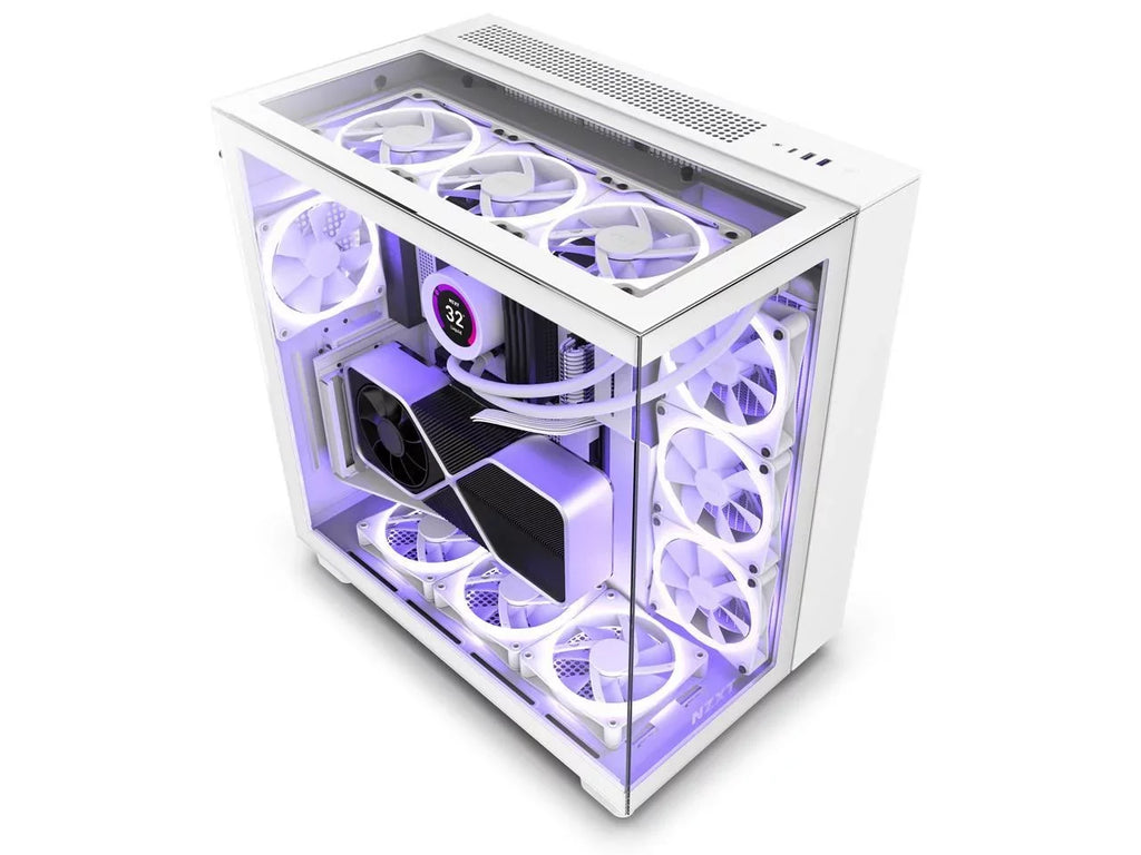 NZXT H9 Elite - All White - CM-H91EW-01 - Premium Dual-Chamber - Mid-Tower - RGB Fans - Case
