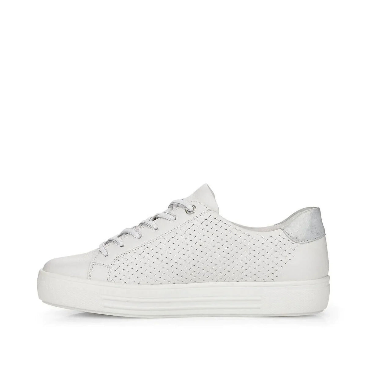 Rieker Women's D0916-80 Side-Zipped Lace-Up Sneakers, White, Size EU 42