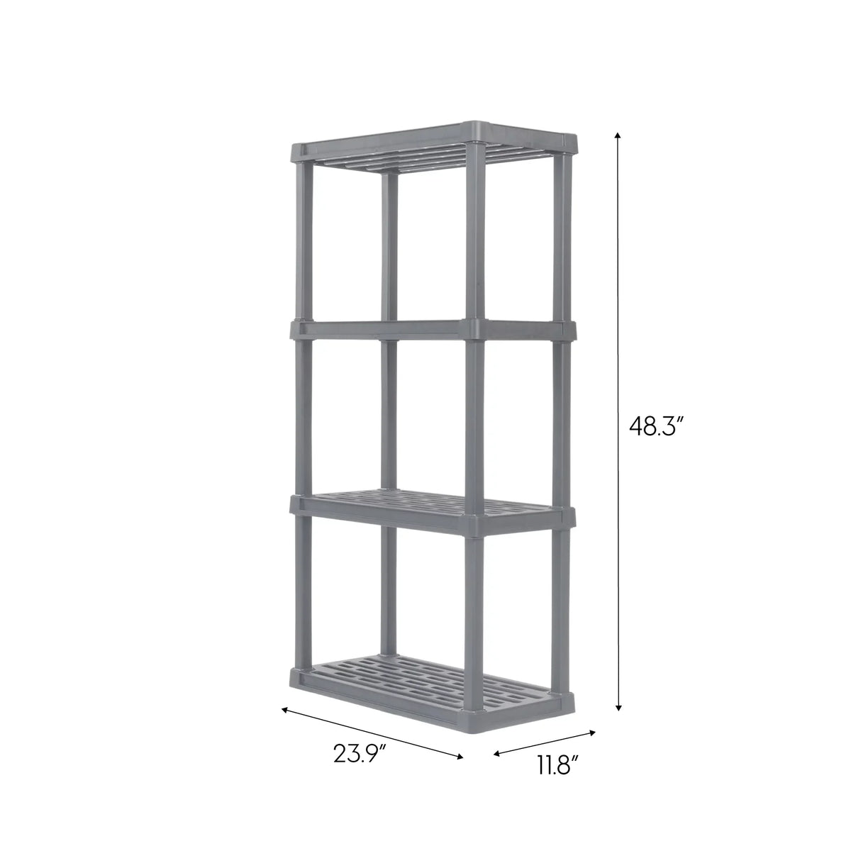 IRIS USA 4-Tier Plastic Rack Storage Shelf with 160 lb. Total Capacity, Elephant Gray